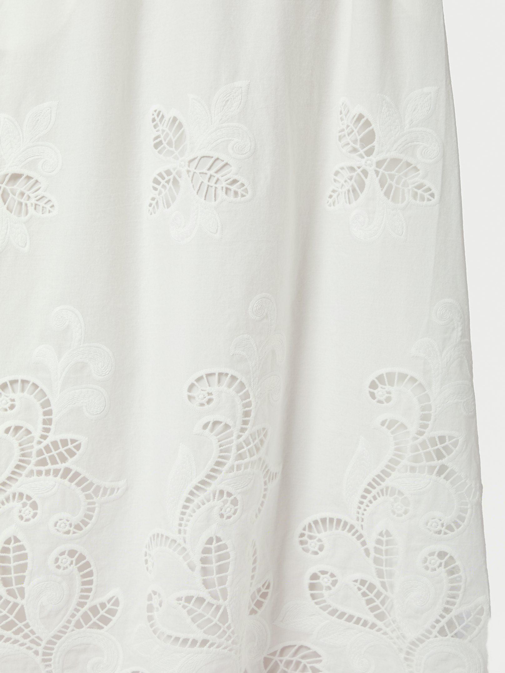 Yara Long EMB Skirt - White