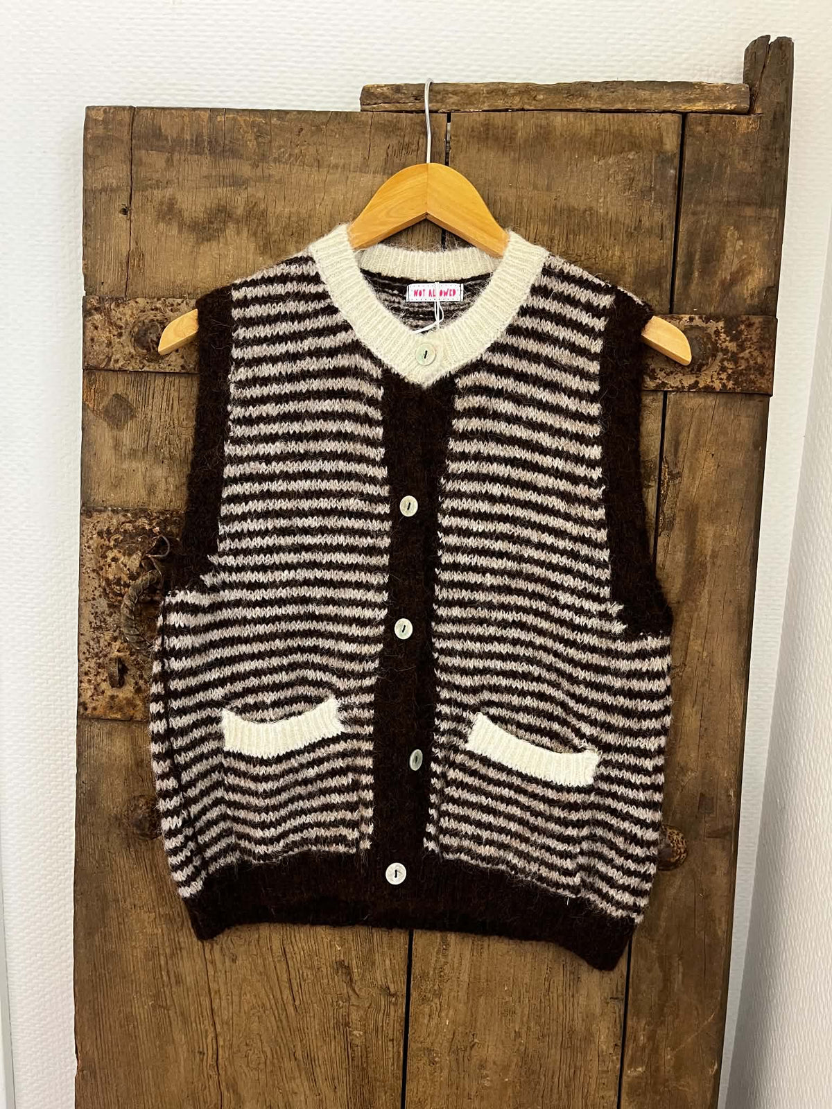 Striped Vest - Brown/Beige/Off White