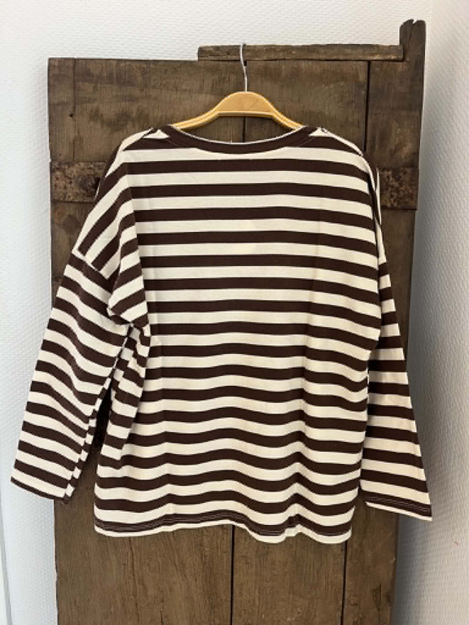 Do Not Pass Blouse - Brown/Off White