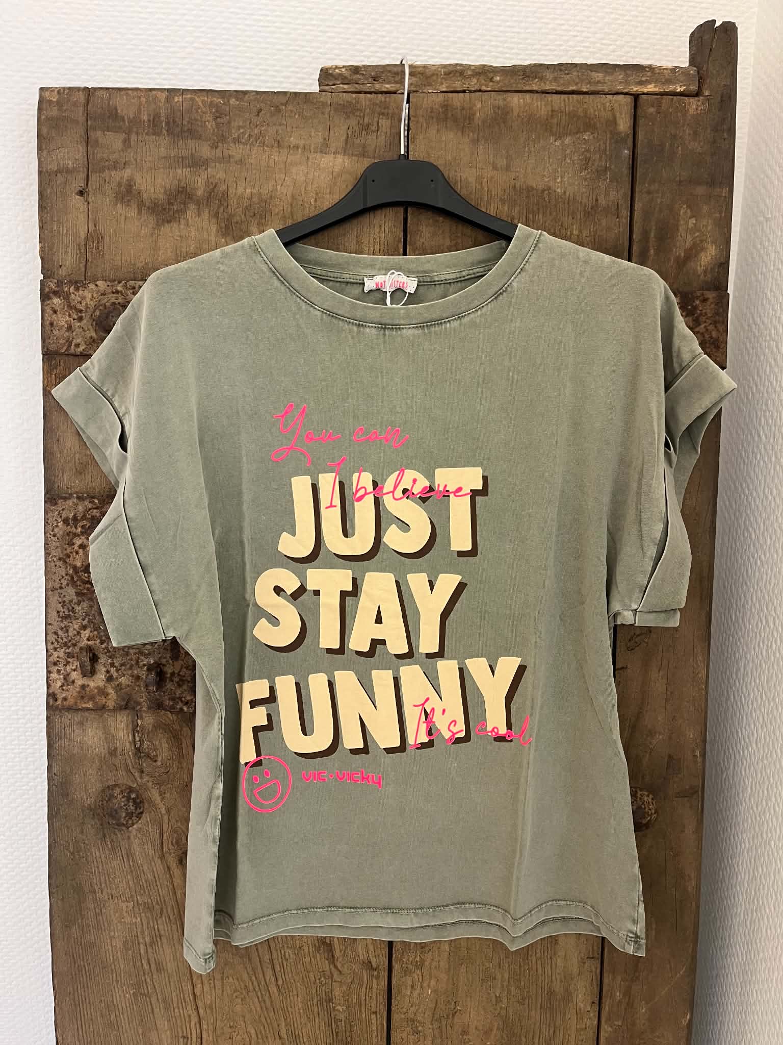 Funny Tee - Army/Pink
