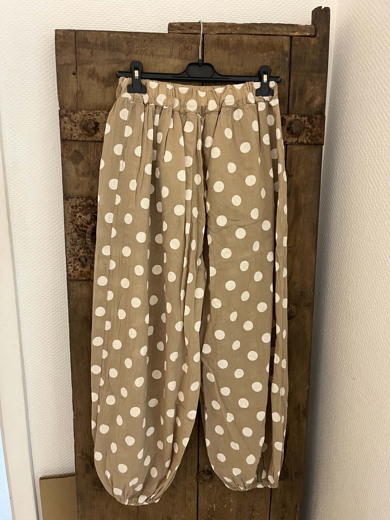 Polka Dot Pants - Beige/White