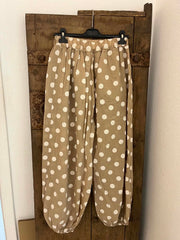 Polka Dot Pants - Beige/White