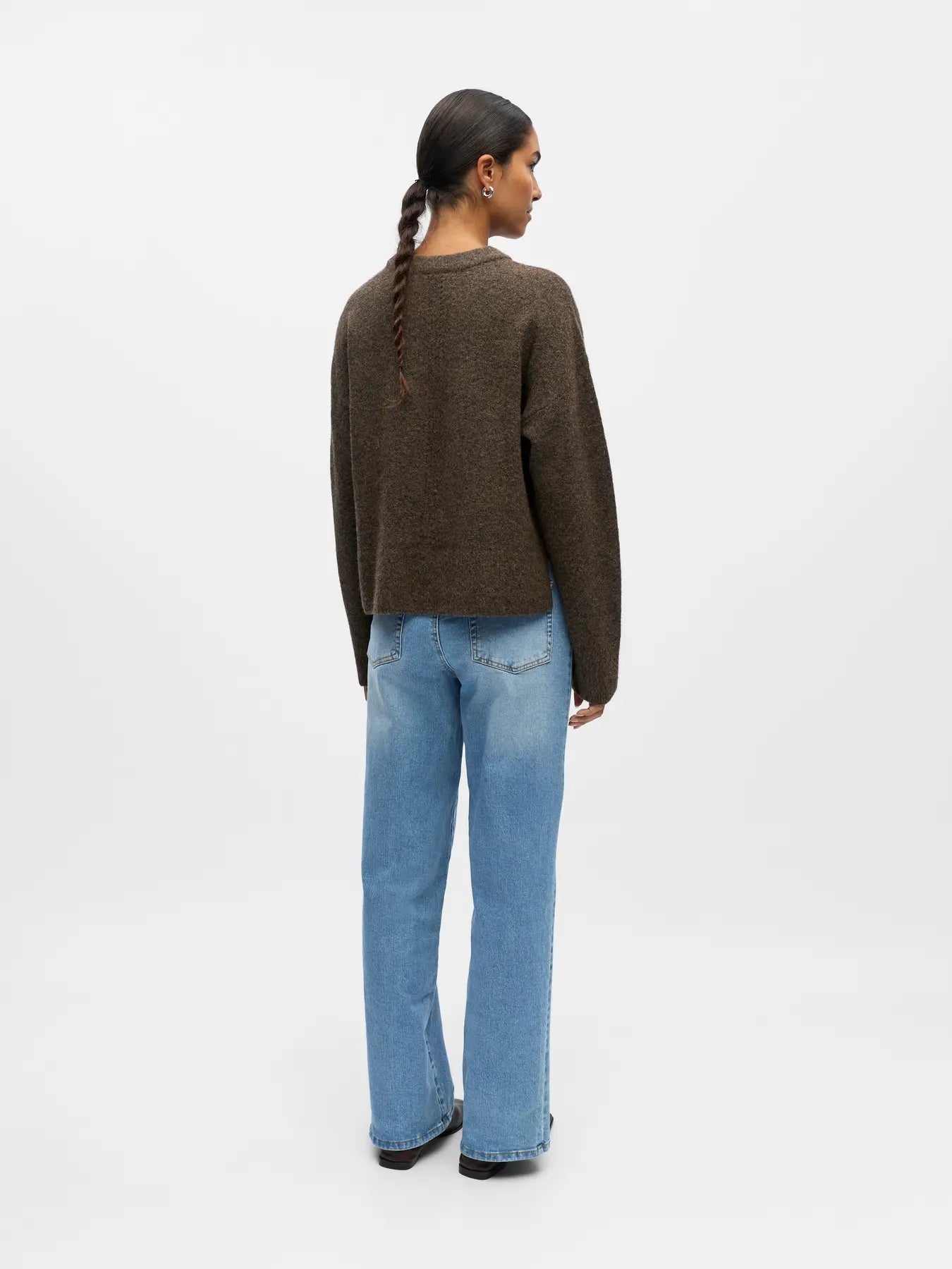 JUNO L/S LO O-NECK KNIT - Morel Melange