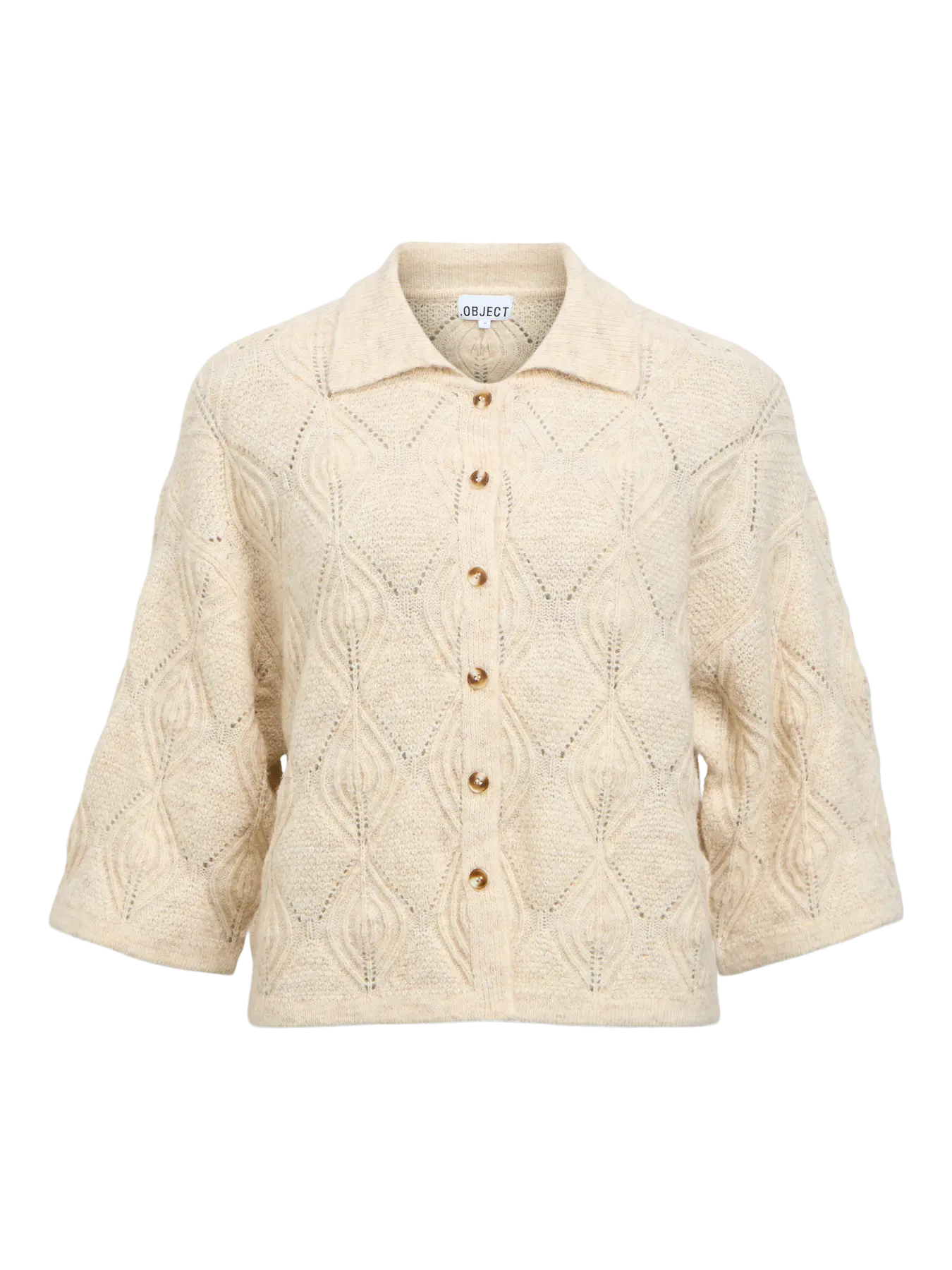 KAISA FLORA 3/4 LO KNIT CARDIGAN - Birch Melange