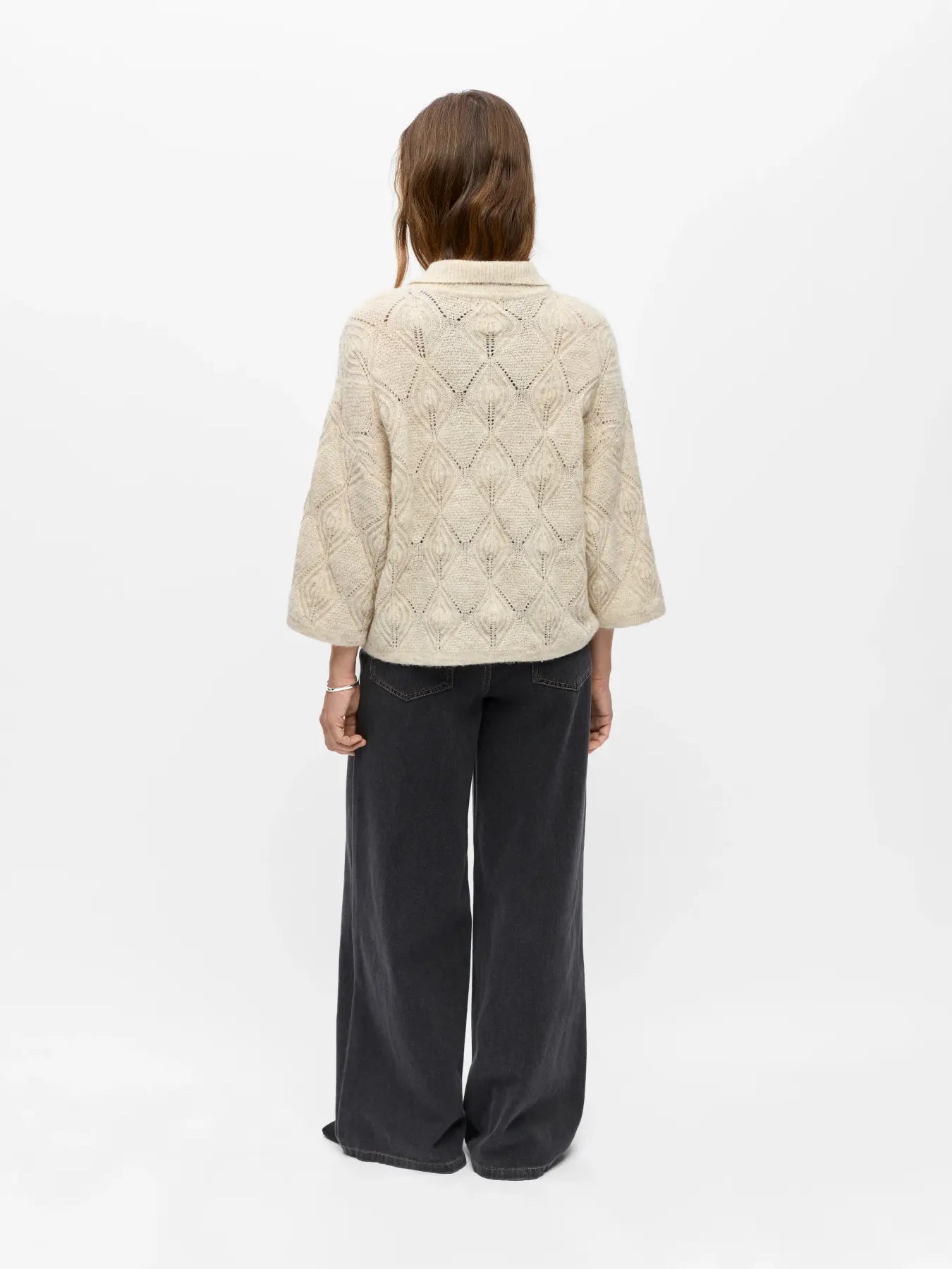 KAISA FLORA 3/4 LO KNIT CARDIGAN - Birch Melange