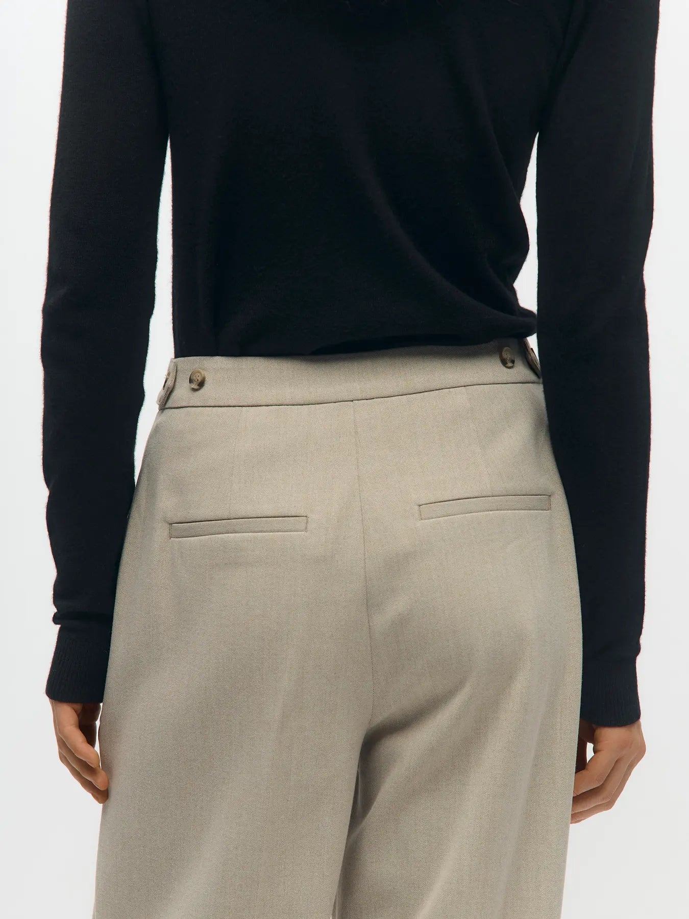 KAMMY MW WIDE PANTS - Silver Gray Melange