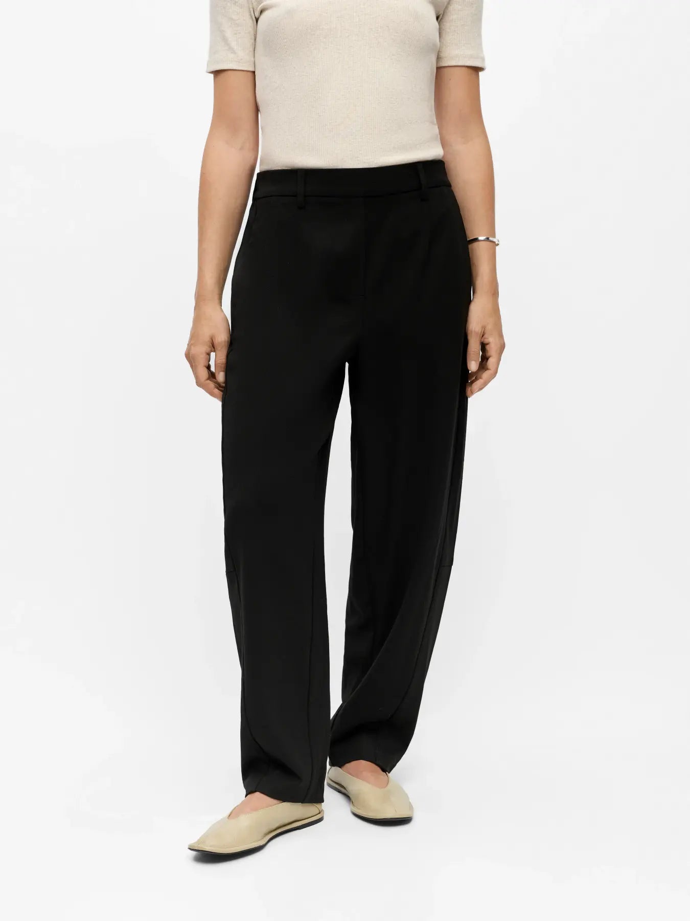 LISA HW ANKLE BARREL PANT - Black