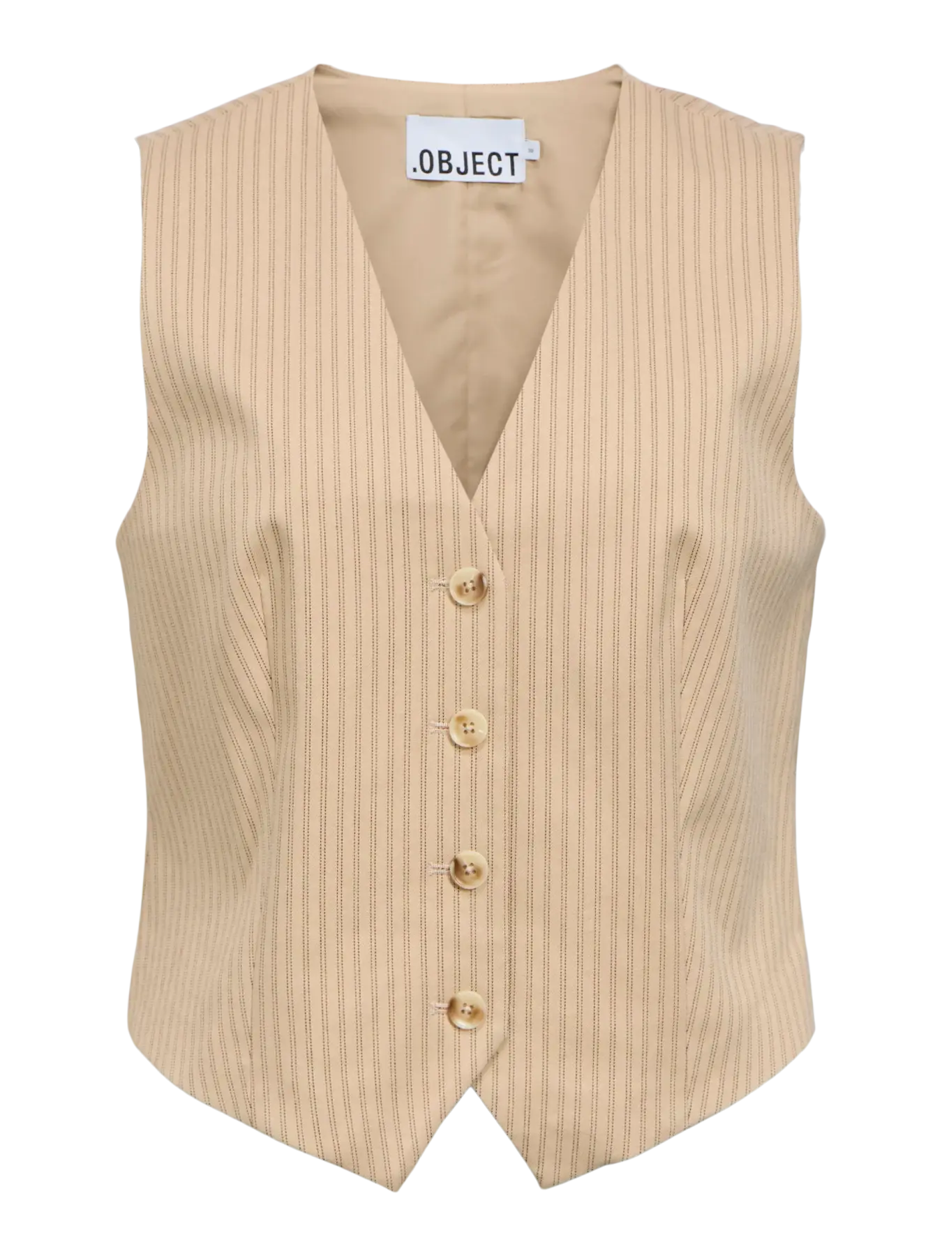 LISA RE SHORT WAISTCOAT - Humus/Seal Brown Pinstripe