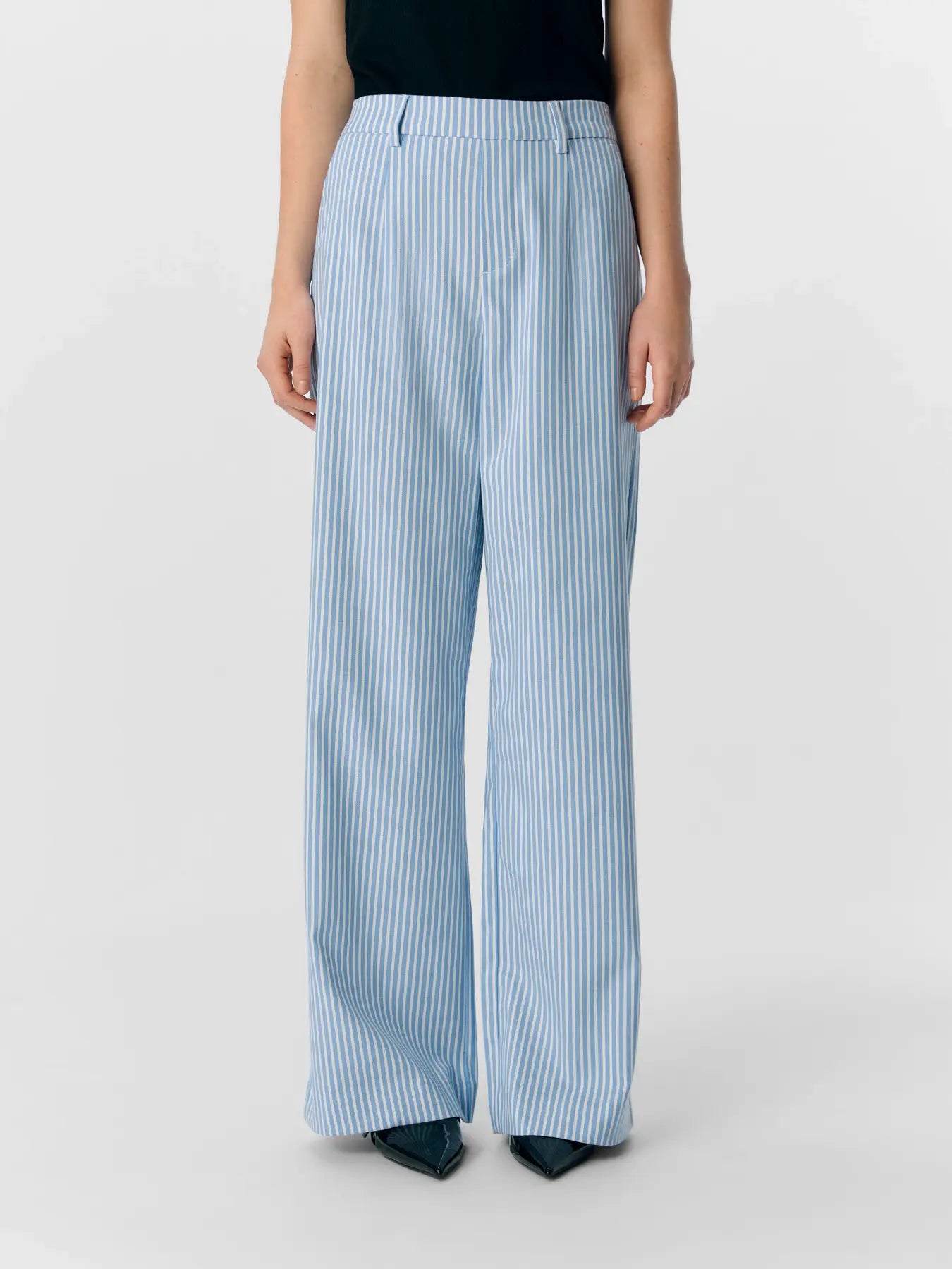 Lisa WIDE pant - Cloud Dancer Cornflower blue