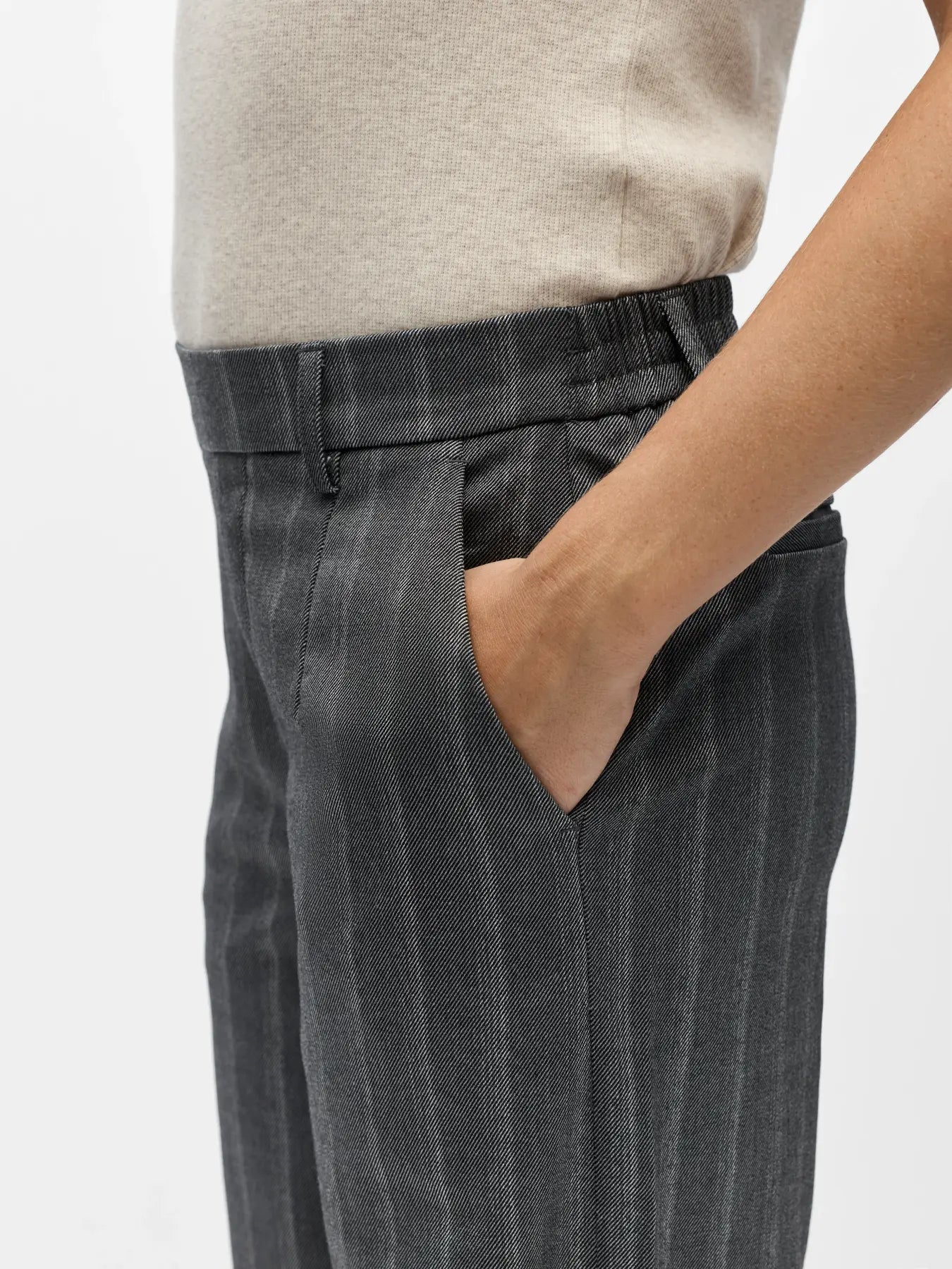 Lisa WIDE pant - Medium Grey Melange/Blurred white