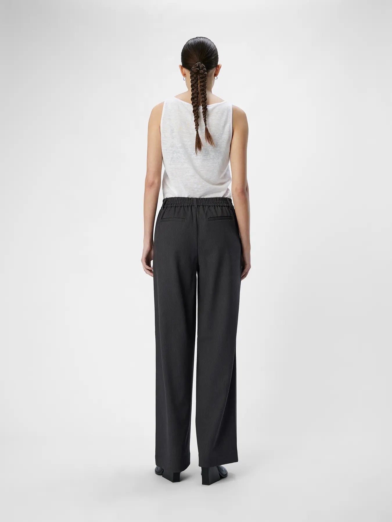 LISA WIDE PANT NOOS - Medium Grey Melange
