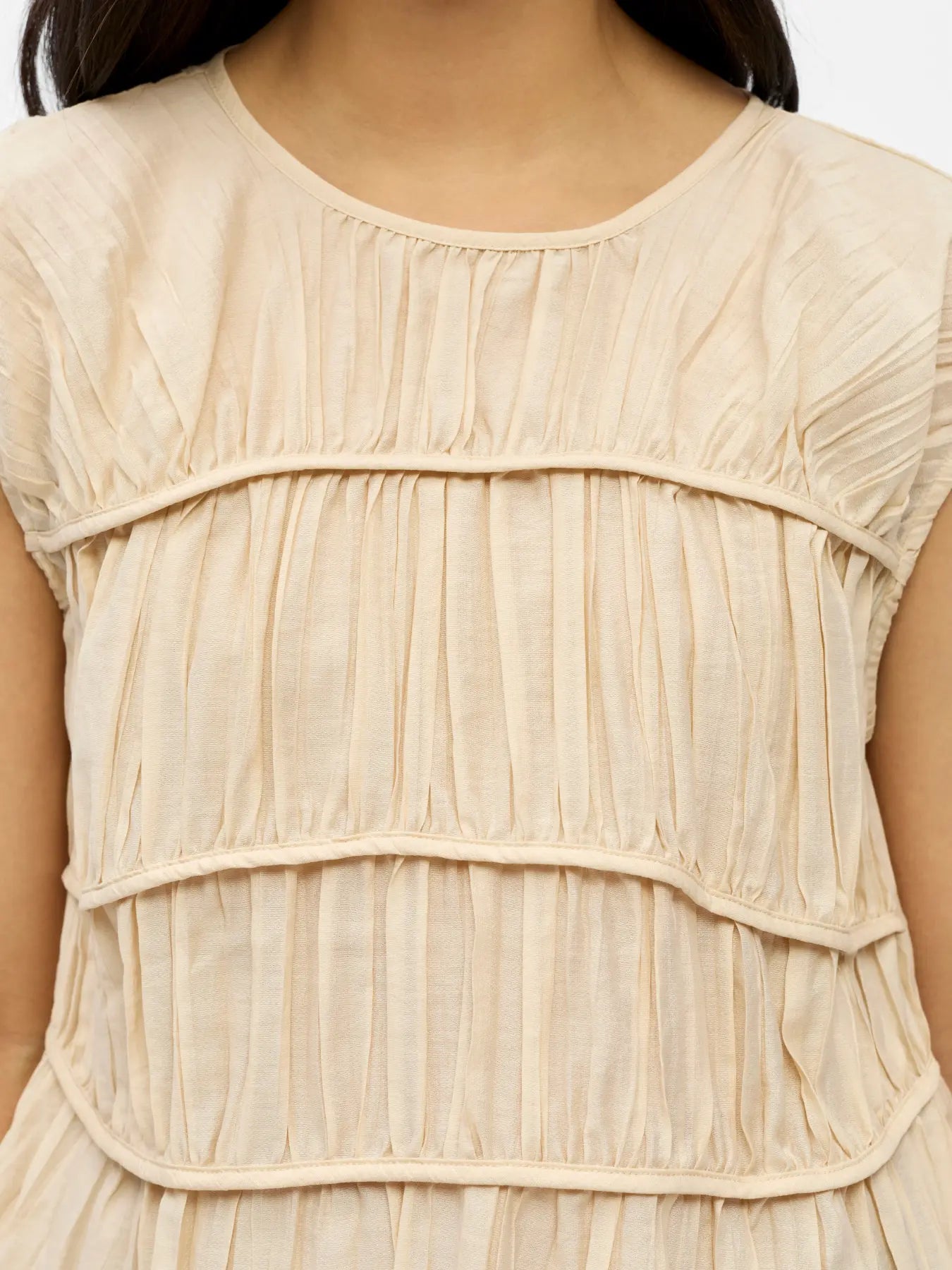 MABEL BREA S/L O-NECK TOP - Macadamia