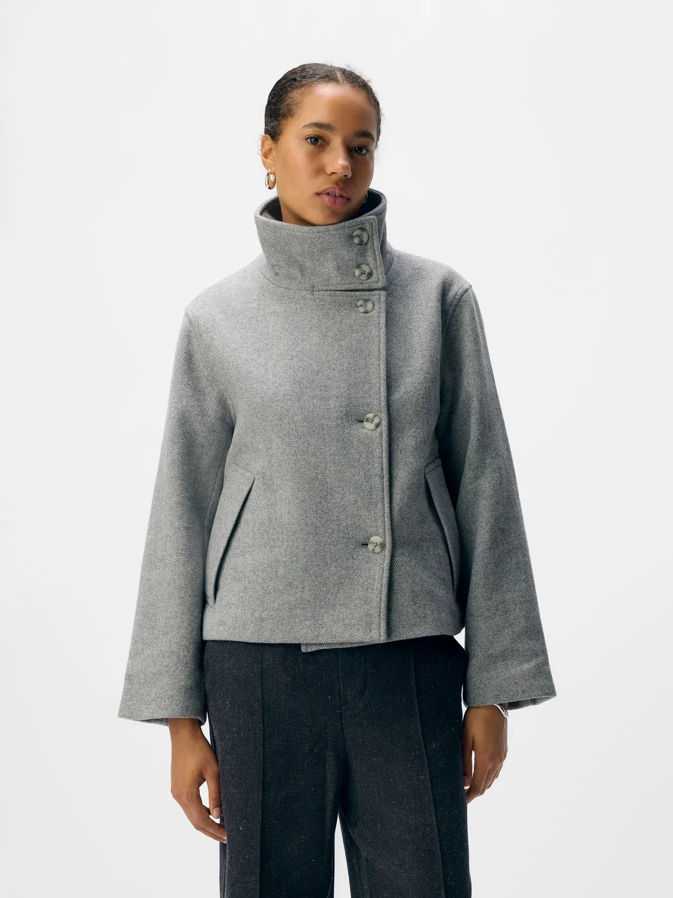 RIKI KORT JACKA - Medium Grey Melange