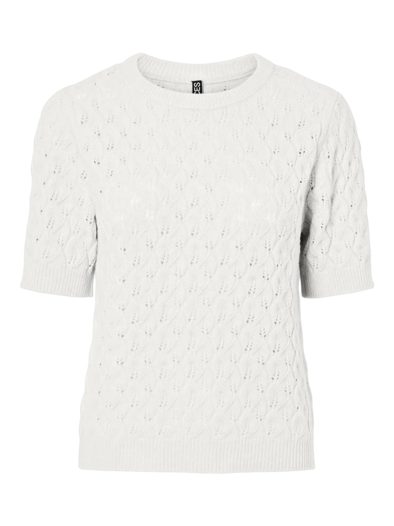 LELOU SS O-NECK KNIT - Cloud Dancer