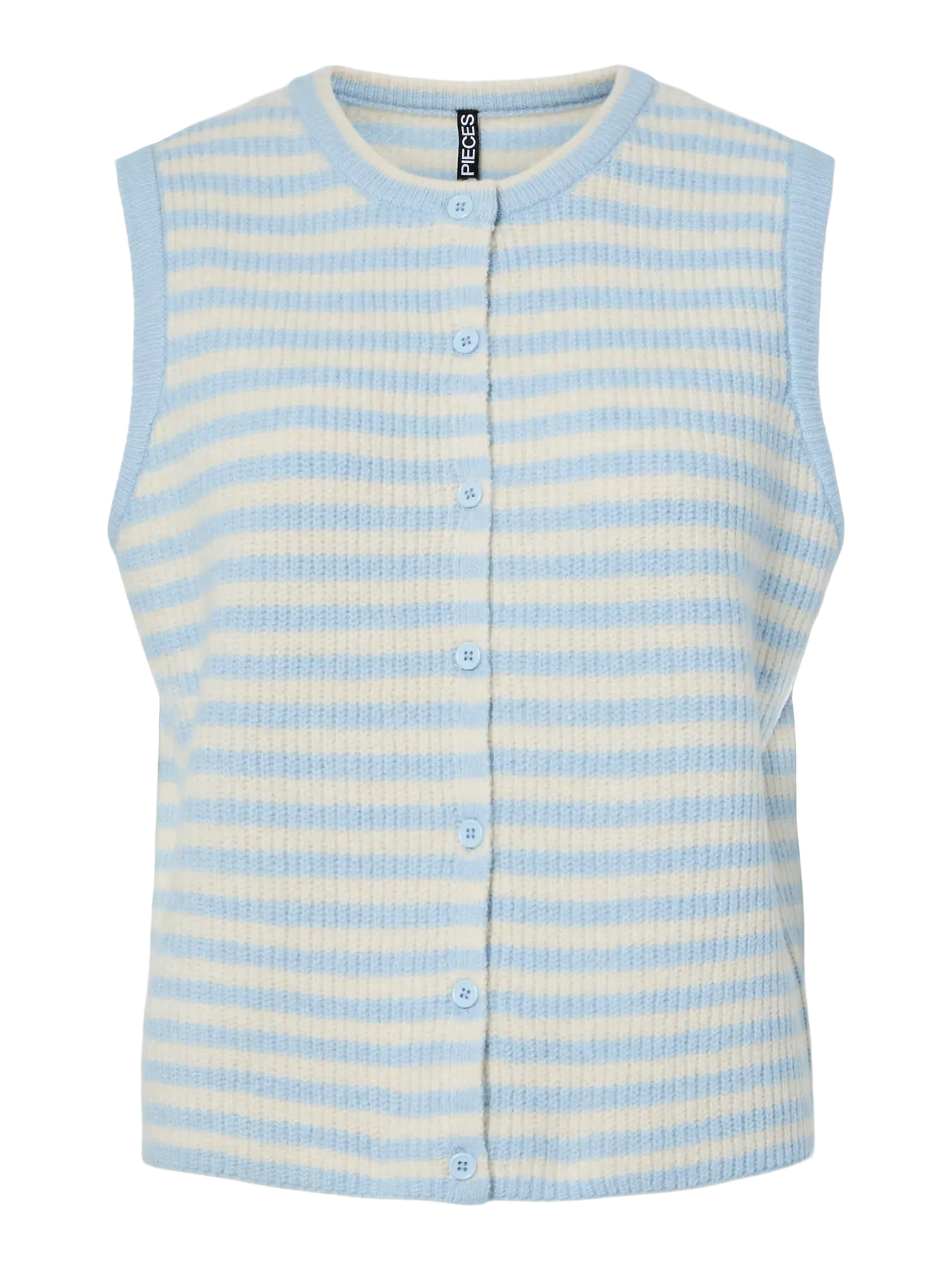 MALOU SL O-HALS STRIPE CARDIGAN - Cashmere Blue Birch