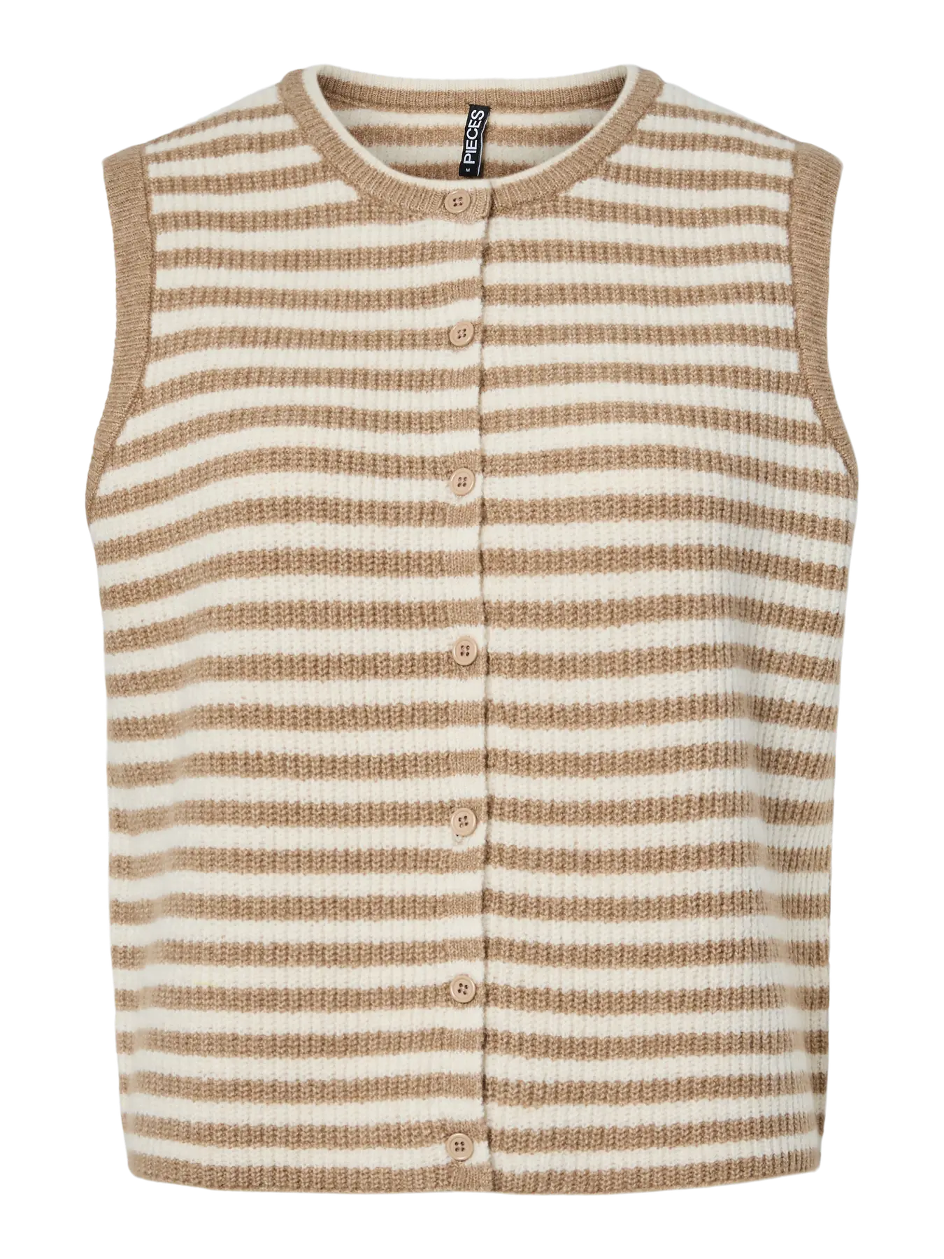 MALOU SL O-HALS SRIPE CARDIGAN - Greige Björk