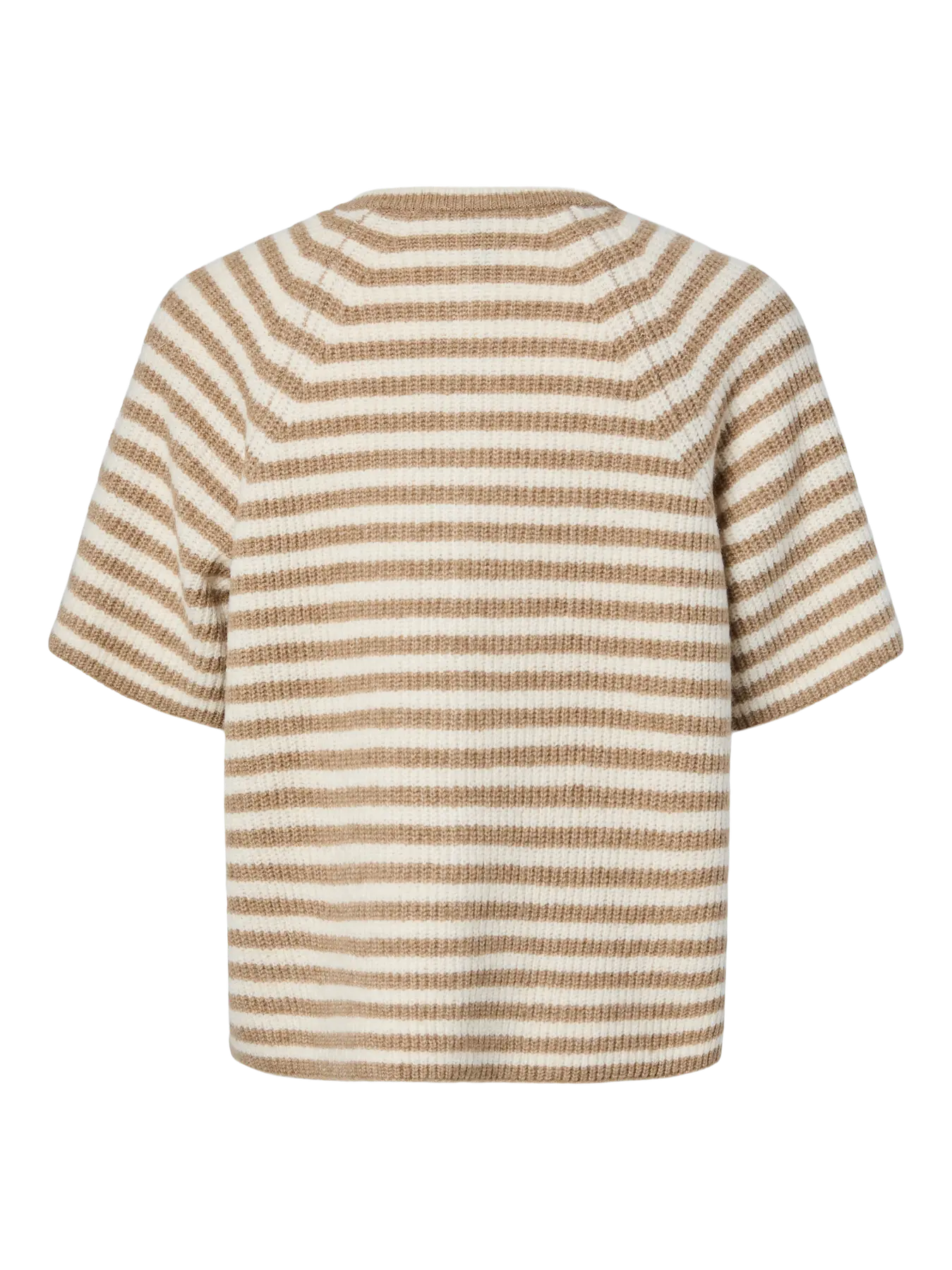 Malou SS O-Neck Stripe Cardigan - Greige Björk