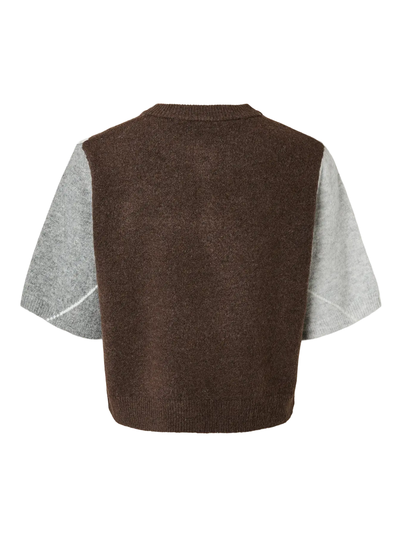 SALLY SS KNIT CHECK CARDIGAN - Hot Fudge/GREY/BIRCH