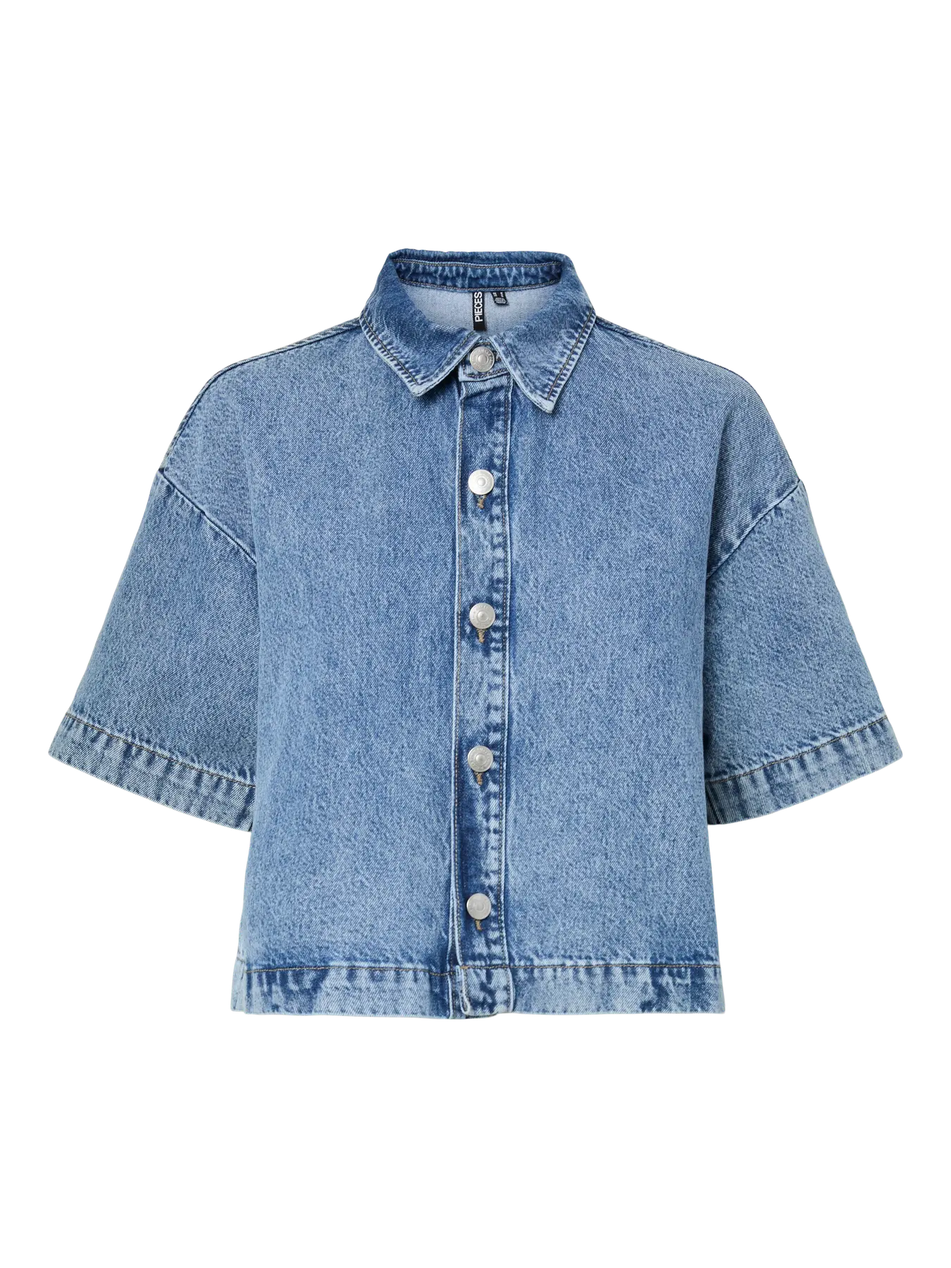 SKY SS A-SHAPE DENIM TOP - Medium Blue Denim