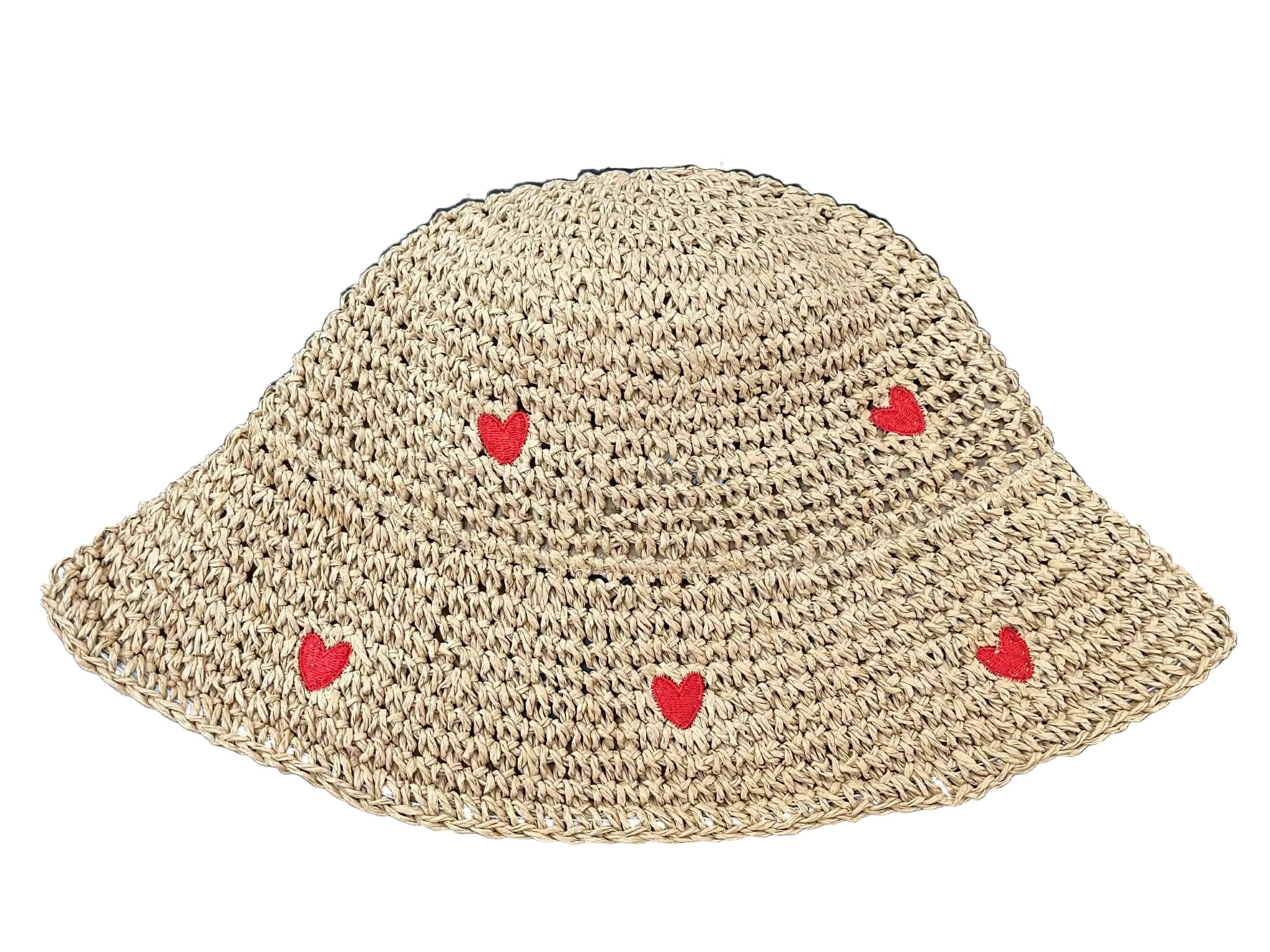 Hat with heart embrodery - Taupe