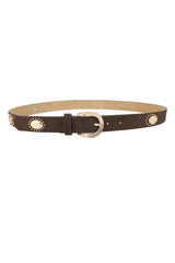 Suede Belt Metal Plates - Marron