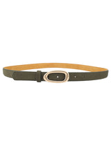 Suede Belt w. gold buckle - Army