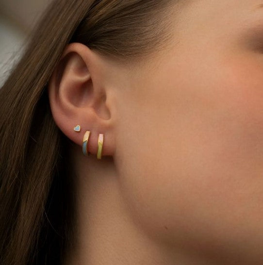 Petit circus huggie örhänge gult och rosa