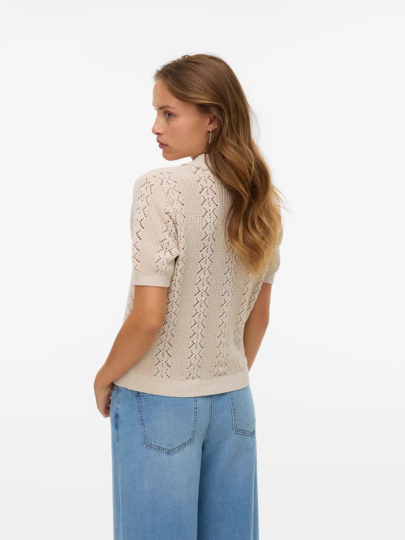 DARIA SS kofta med polohals - HavregrynW. Melange