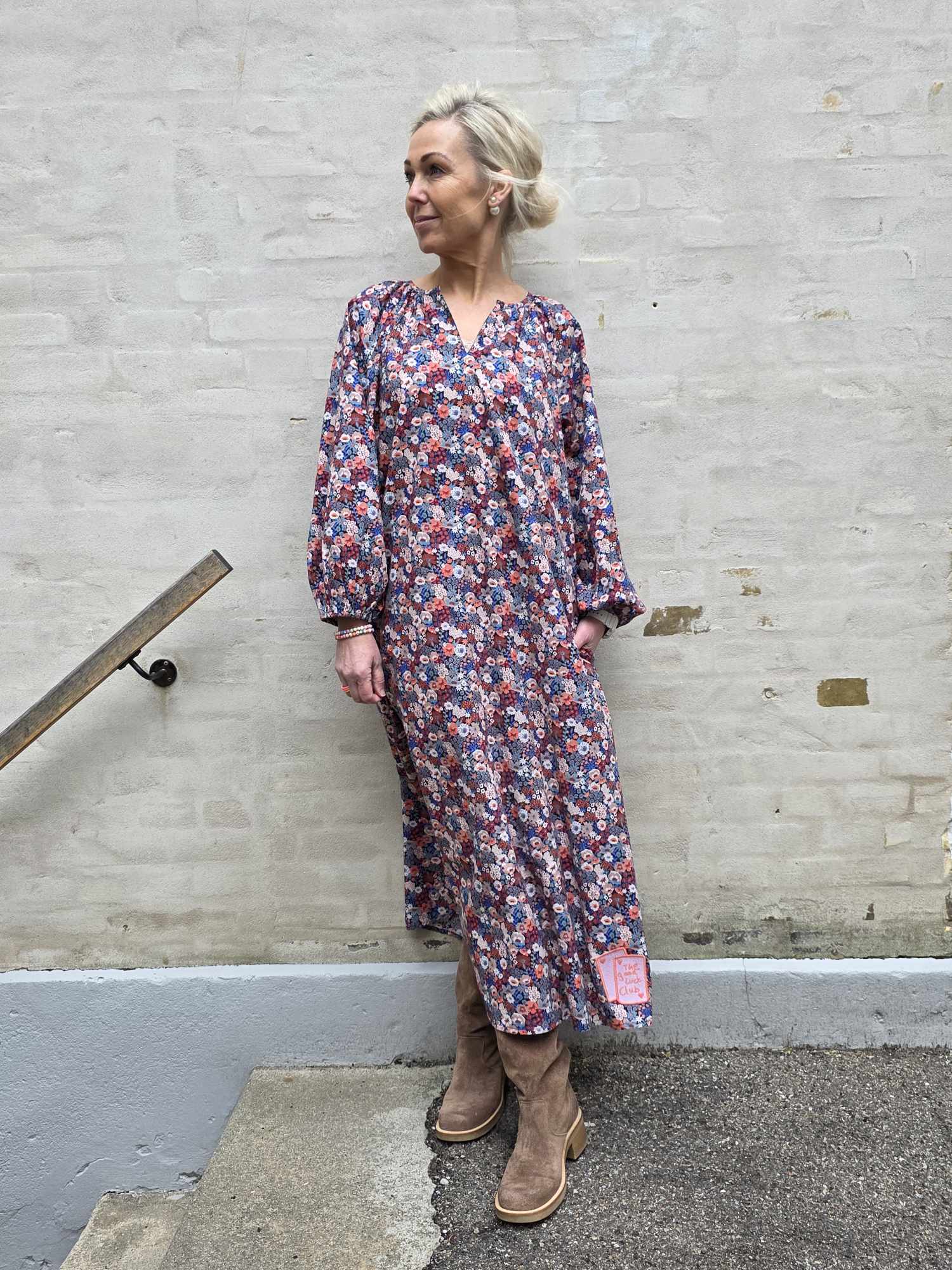 Champagne långklänning - marinblå