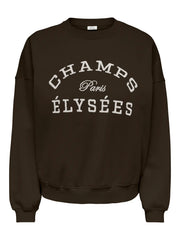 MESA L/S O-NK EMB SWEAT - Ganache CHAMPS ELUSEES EMB