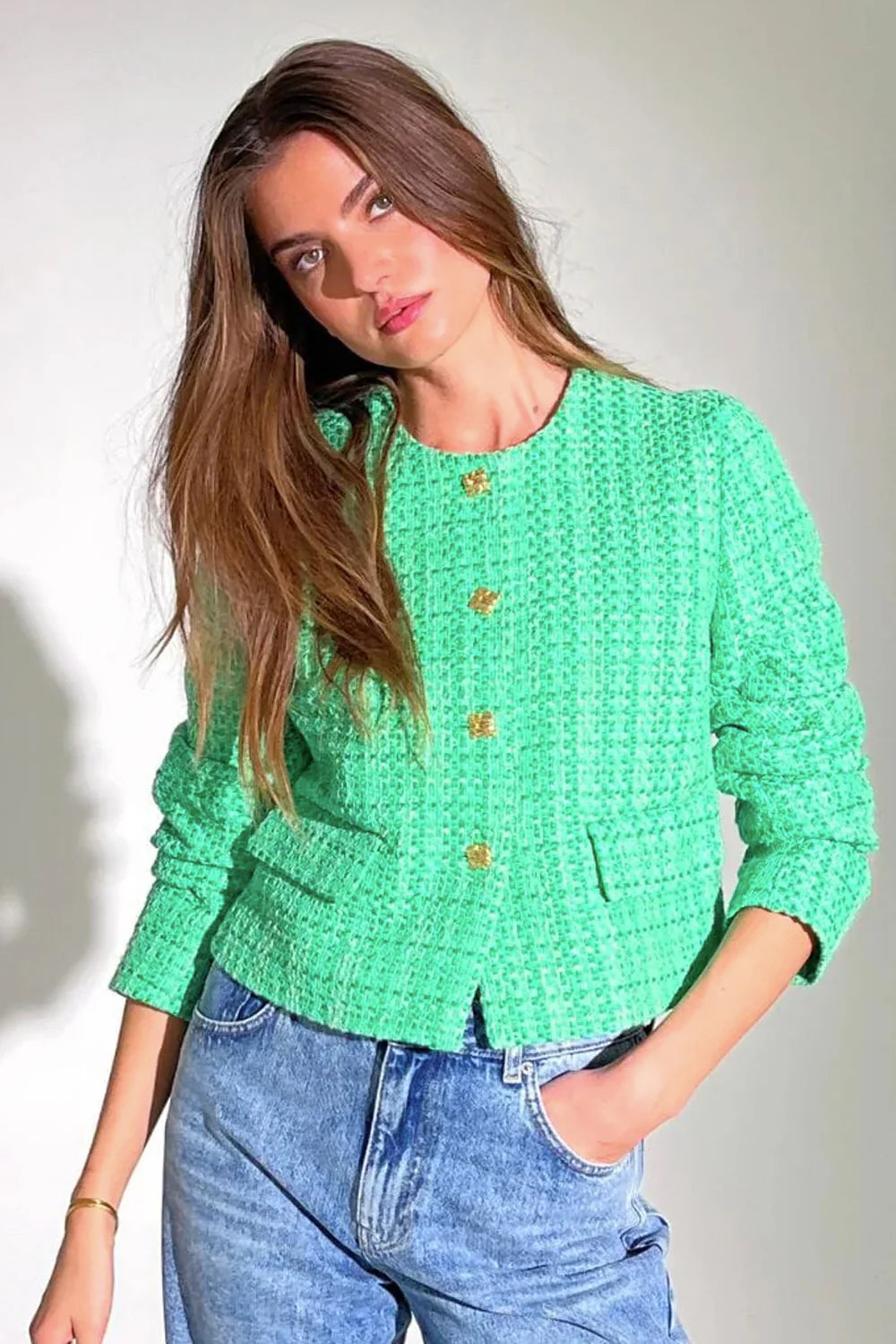 CalvinCC Boucle Jacka - Grön