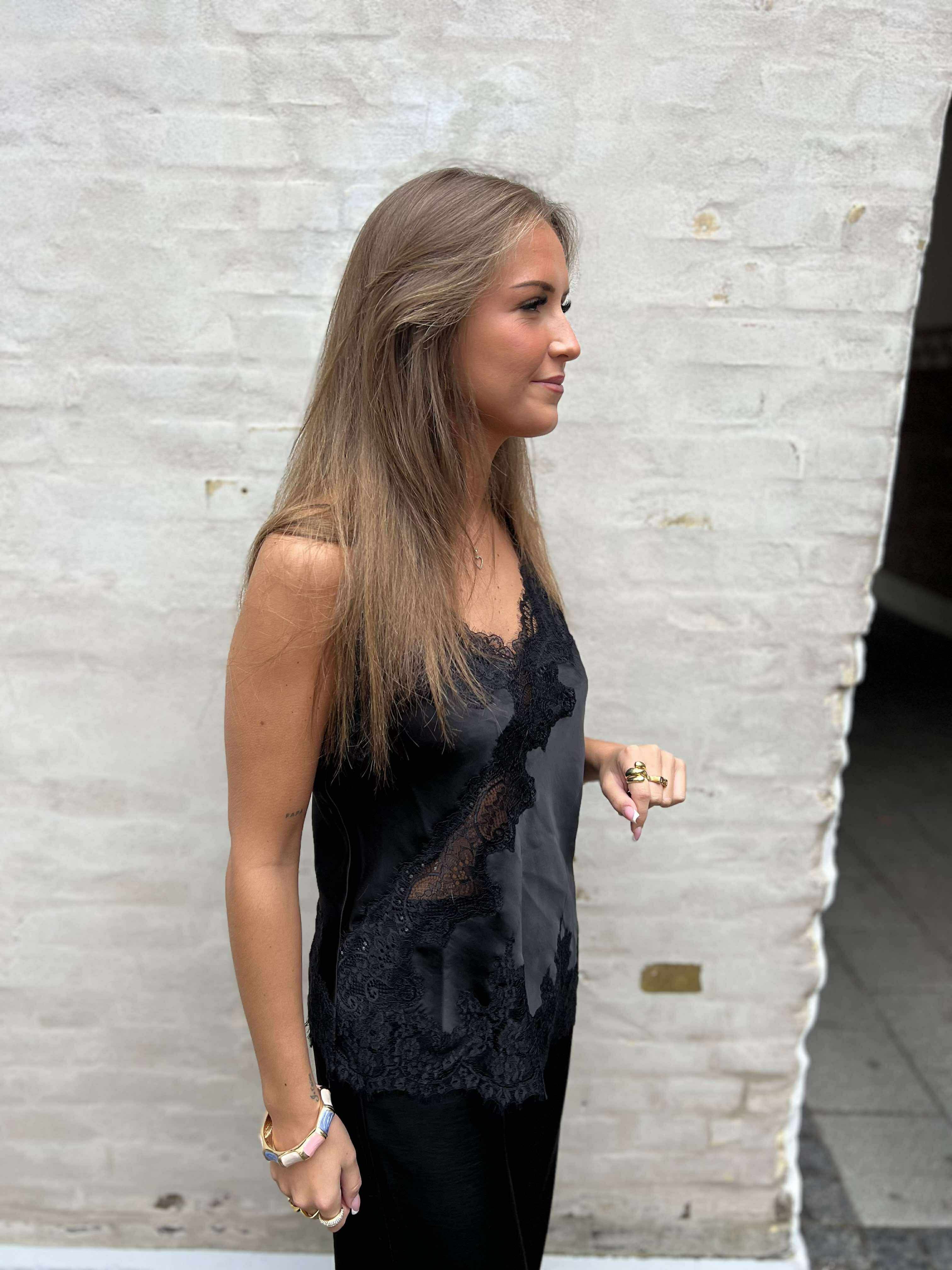 Viole Spets Topp - Svart