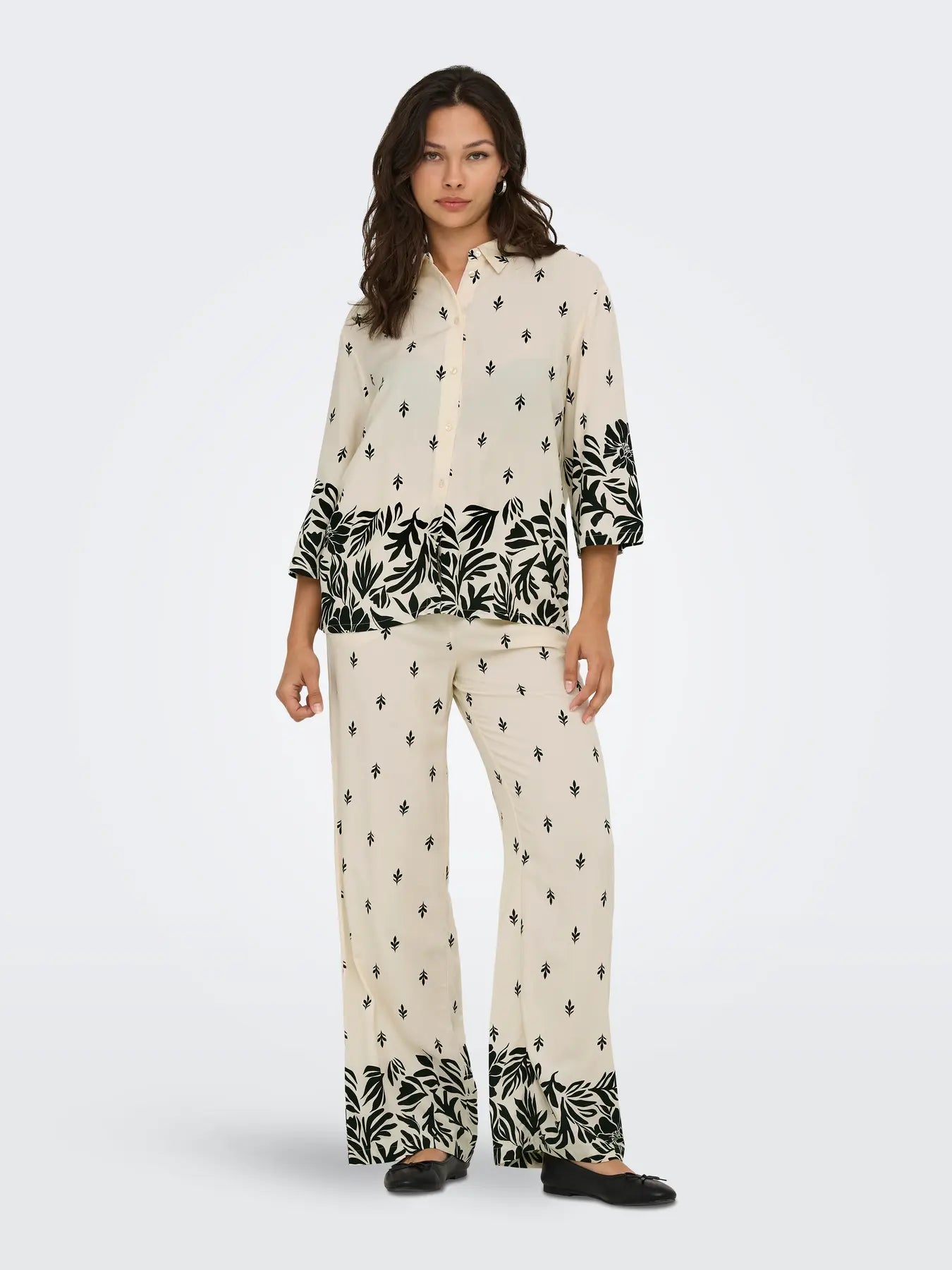 MAGGIE LIFE WIDE PANTS - Sandshell BLACK ETNIC