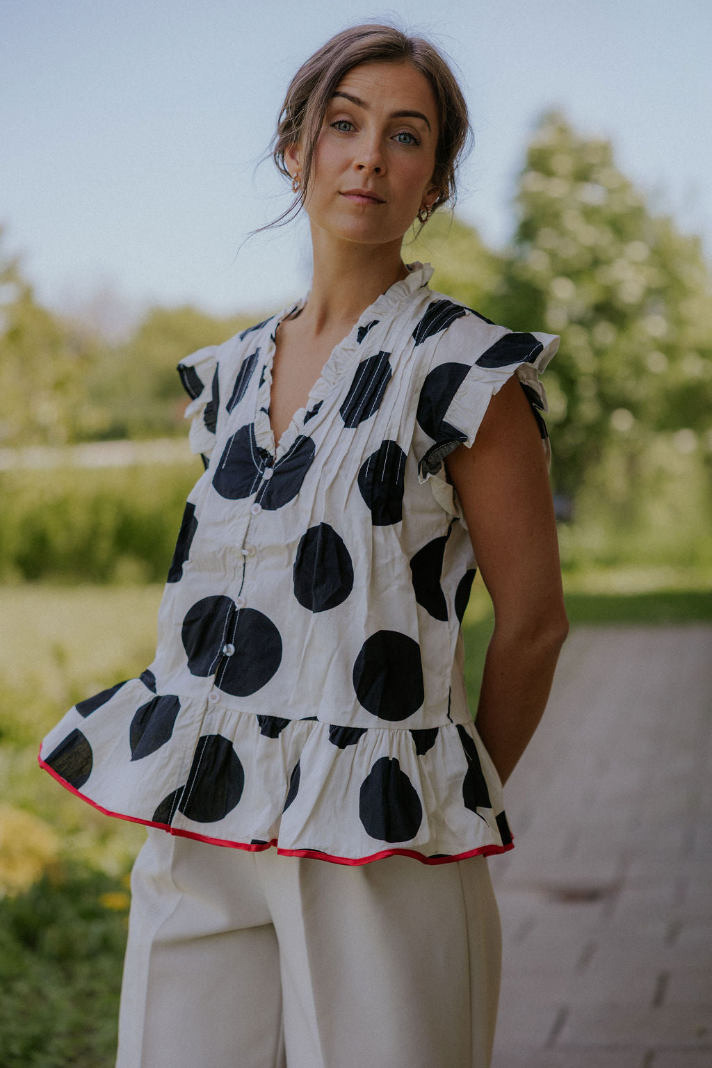 Ciamia Blouse - White/Black/Red