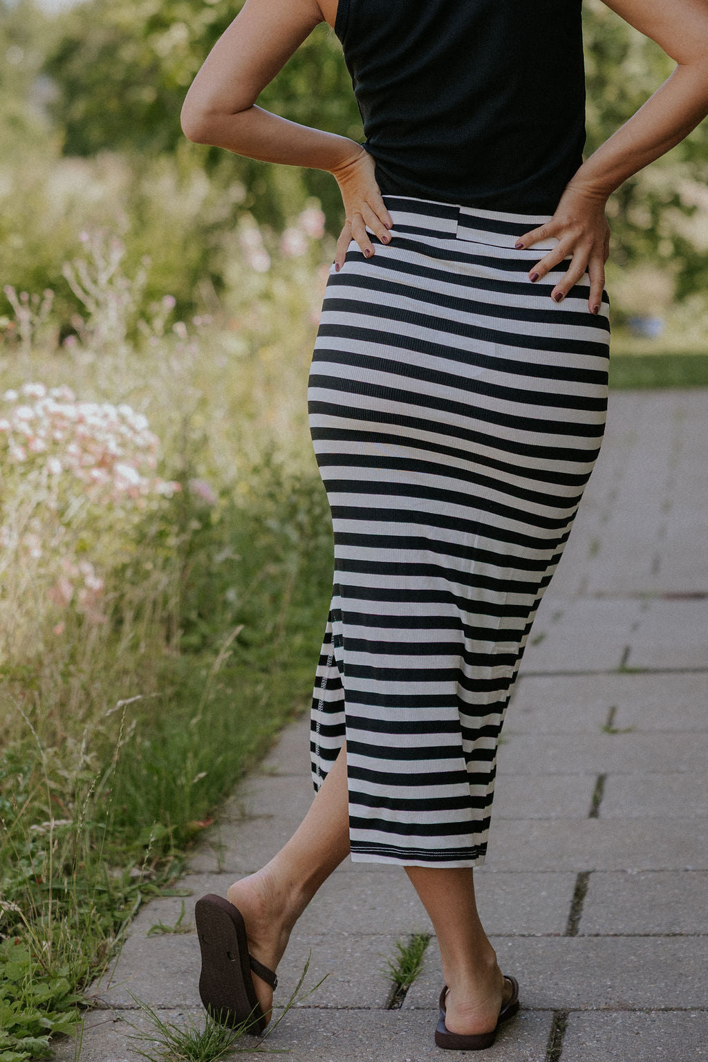 Everyday stripe Skirt - White/Black