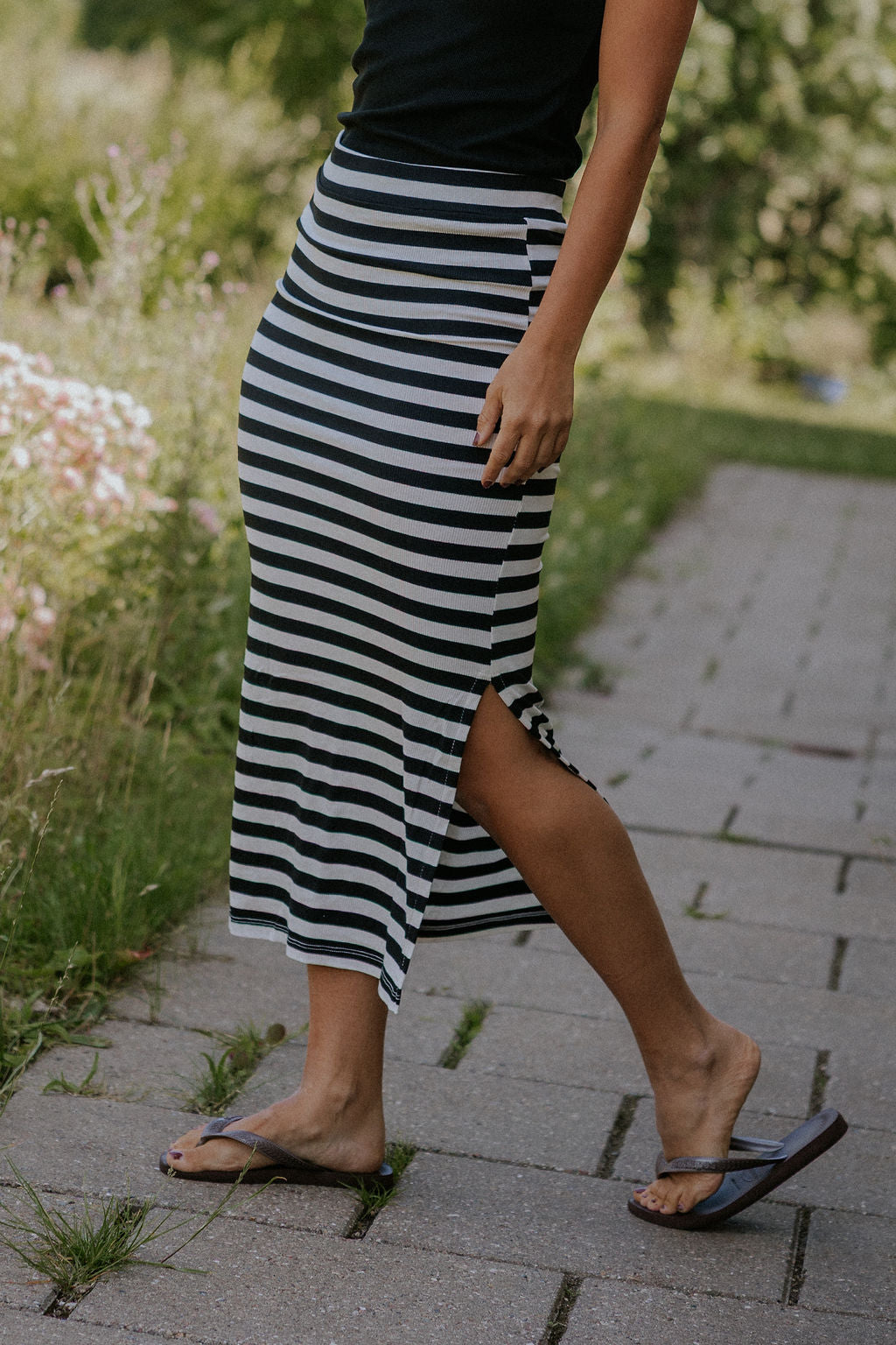 Everyday stripe Skirt - White/Black