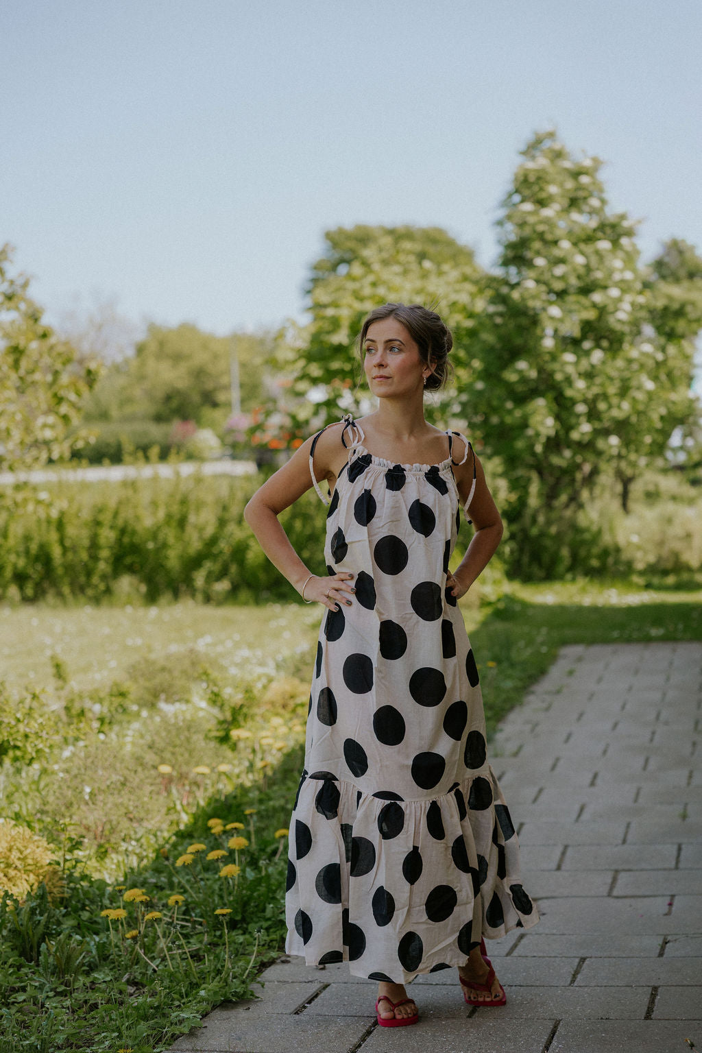 Polka Dot Dress - Off White/Black