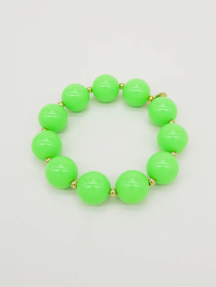 Färgade & Guld Runda Pärlor Armband - Grön