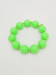 Färgade & Guld Runda Pärlor Armband - Grön