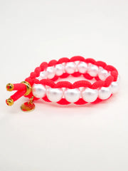 Färgad Elastic & Shell Pearls SMALL - Coral