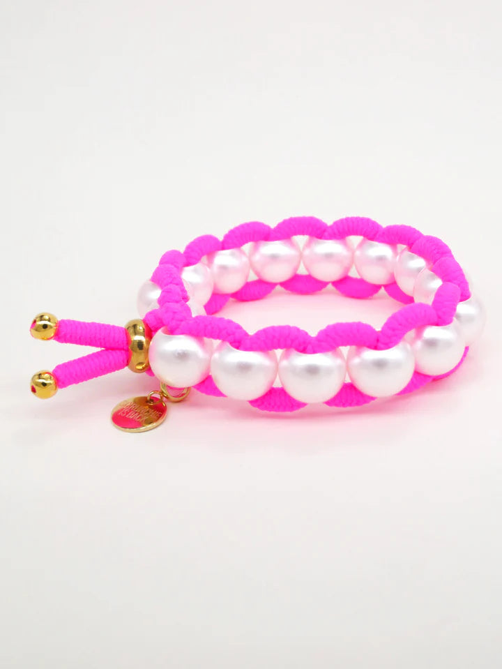 Färgad Elastic & Shell Pearls SMALL - Rosa